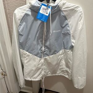 Columbia Light Gray and White Hooded Jacket